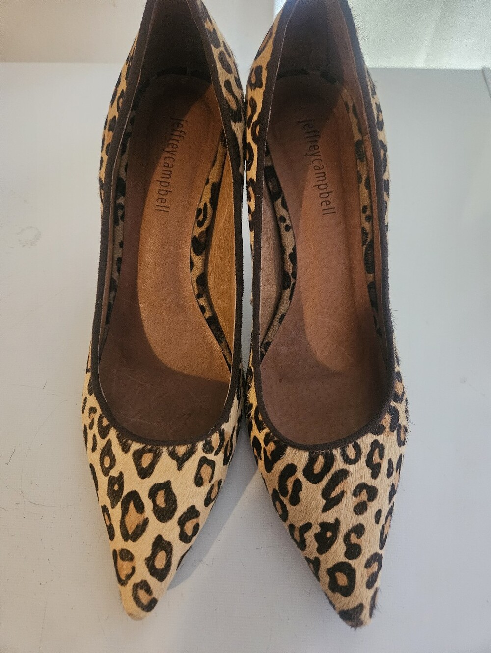 Jeffrey Campbell Calf Hair Leopard Print Pointy Heels 9.5 New